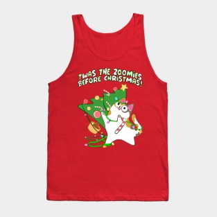 Twas the Zoomies Before Christmas Calico Cat Gone Crazy funny xmas Tank Top